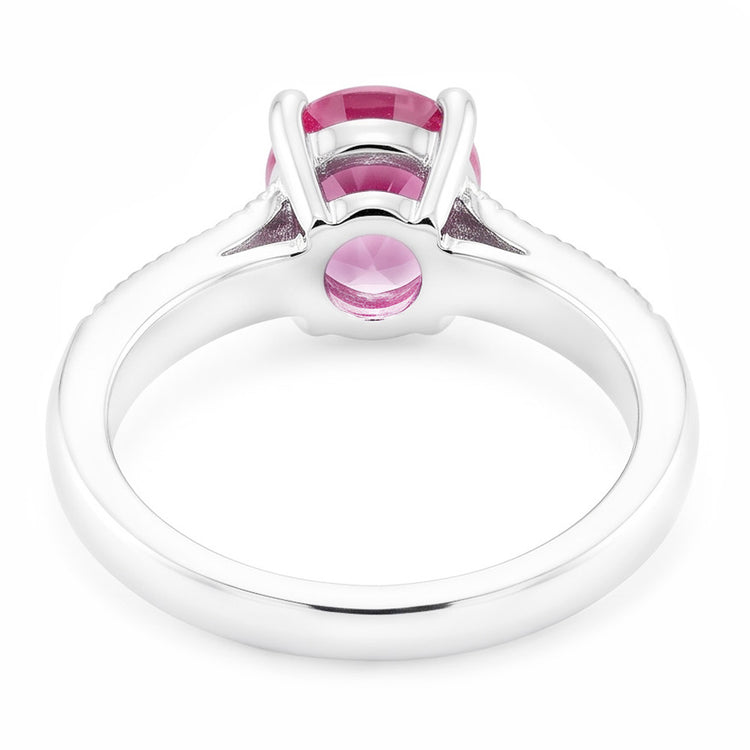 Bague de mariage de style vintage avec diamants saphir rose ovale de 1.75 ct en or