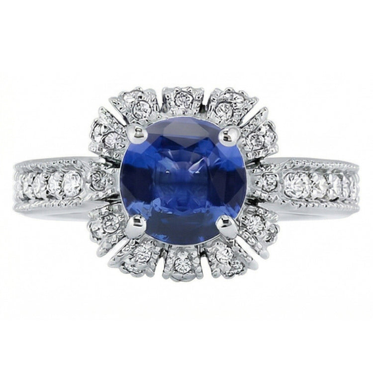 naturel round diamant 3.20carats bague vue de face