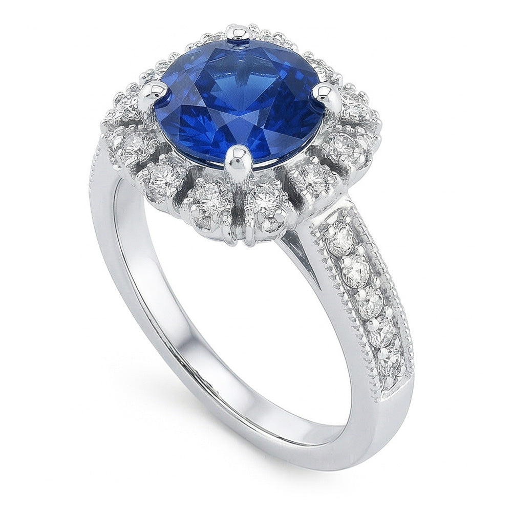 naturel round diamant 3.20carats bague angle de côté