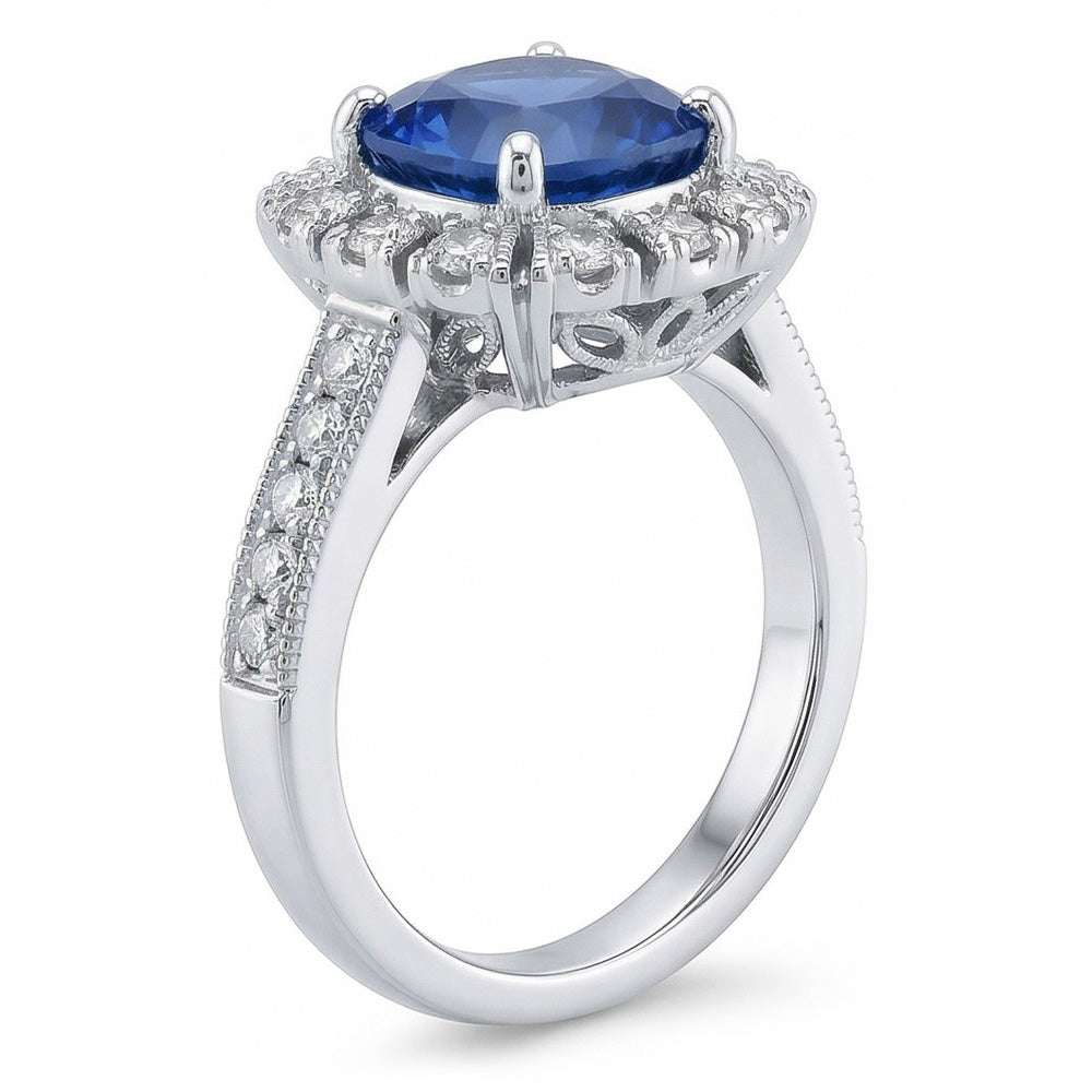 naturel round diamant 3.20carats bague détail rapproché