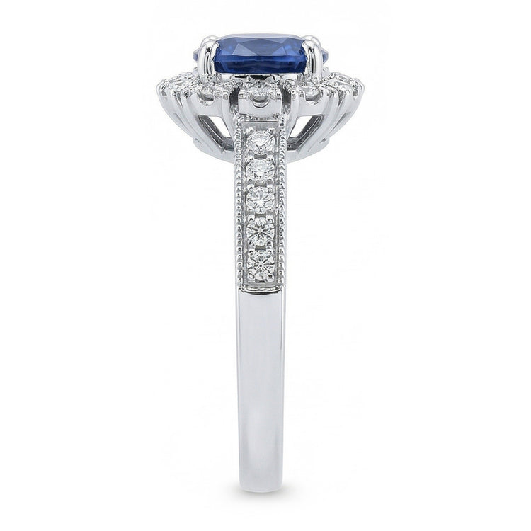 naturel round diamant 3.20carats bague vue de profil