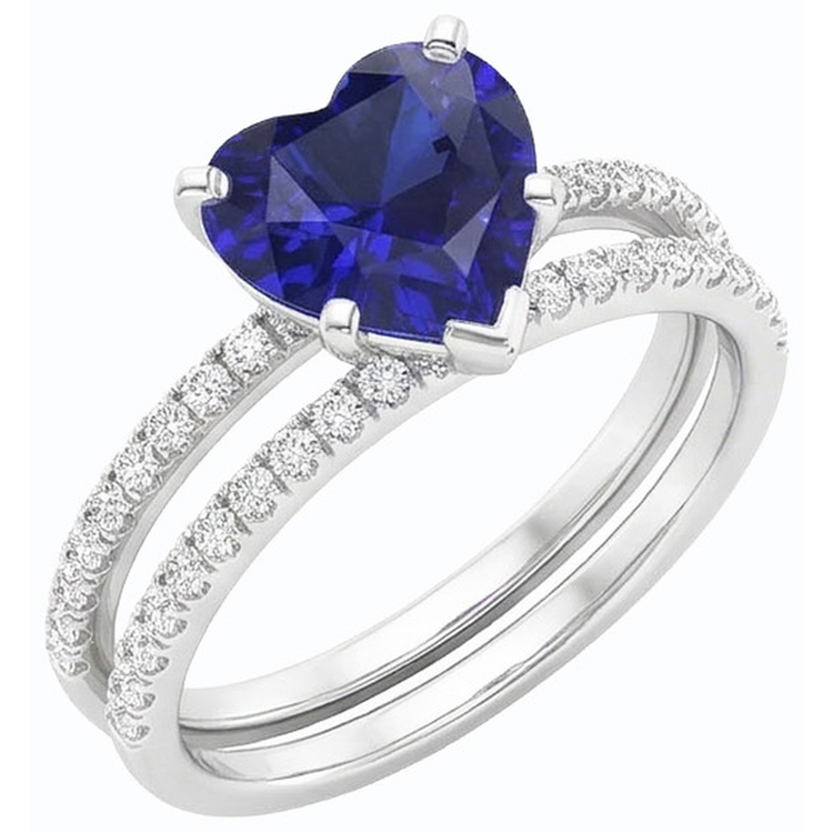 naturel round saphir 3.50carats bague angle de côté
