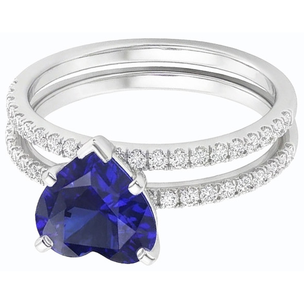 naturel round saphir 3.50carats bague vue de dessus
