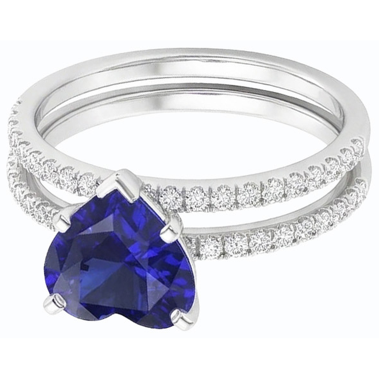 naturel round saphir 3.50carats bague vue de dessus