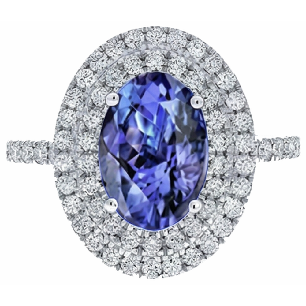 naturel oval tanzanite 4carats bague angle de côté