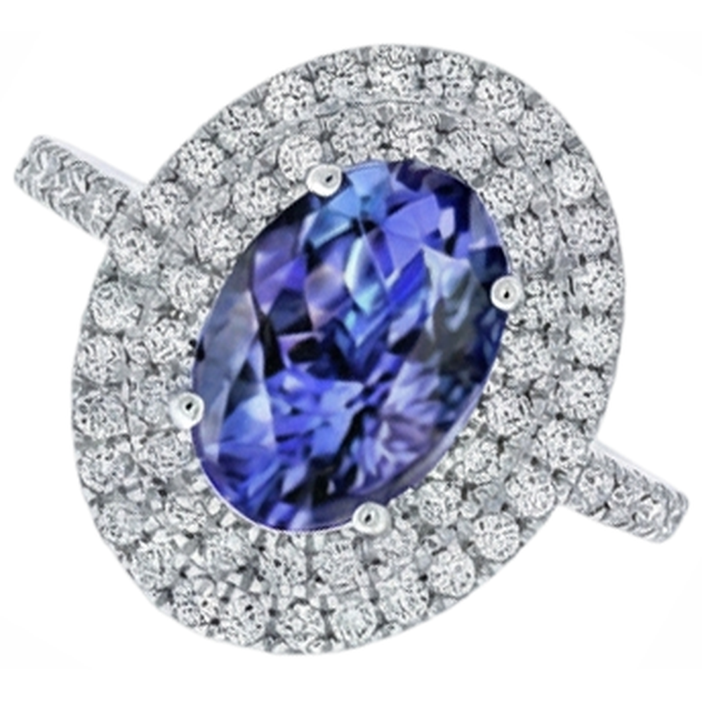 naturel oval tanzanite 4carats bague détail rapproché
