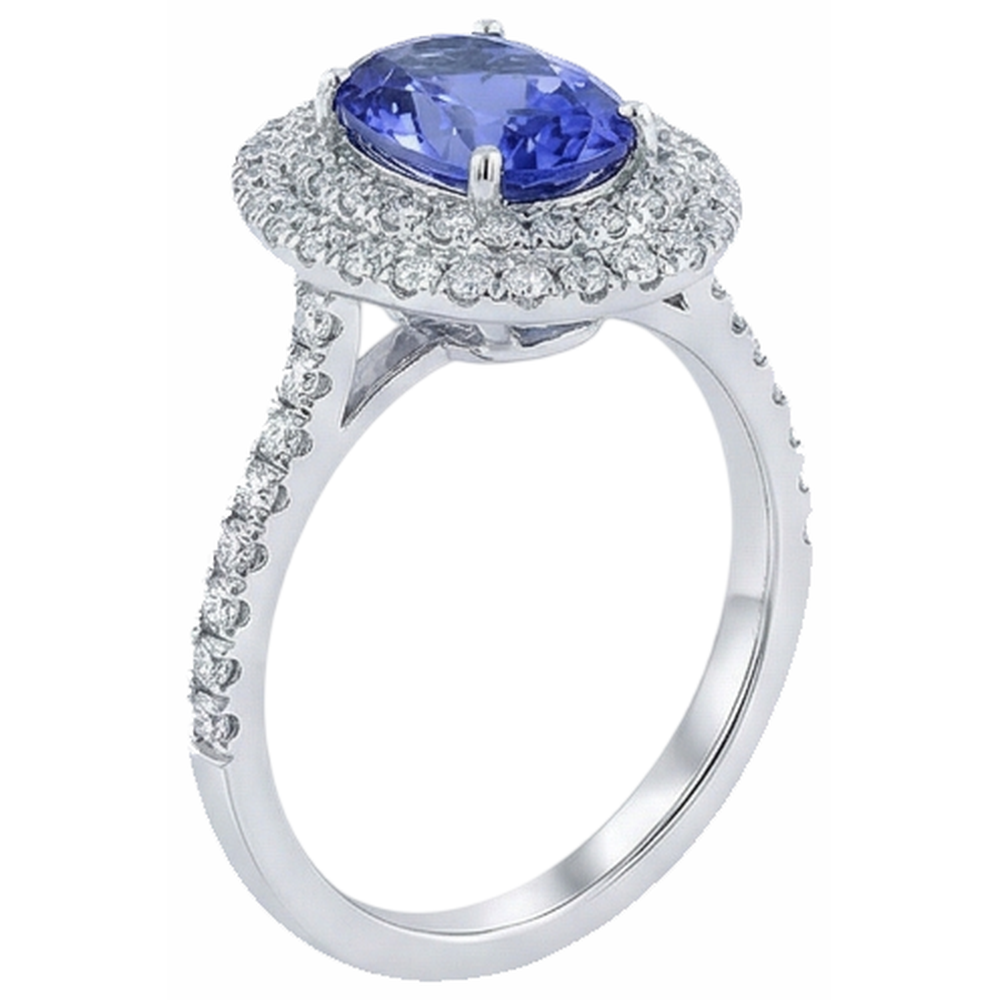 naturel oval tanzanite 4carats bague vue de dessus
