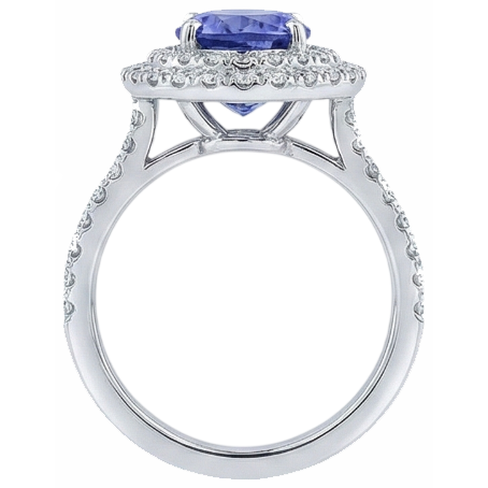 naturel oval tanzanite 4carats bague vue de profil