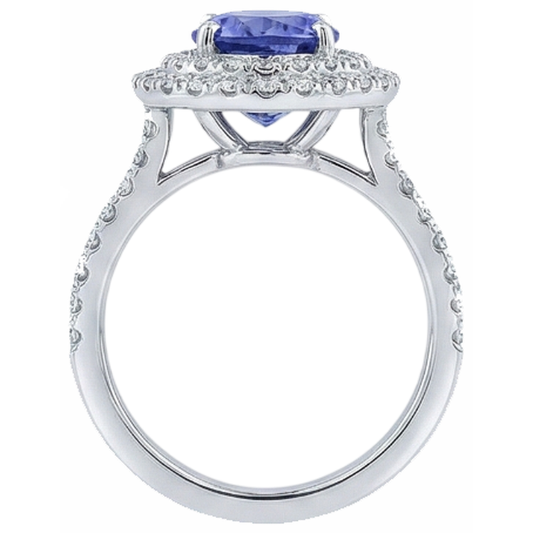 naturel oval tanzanite 4carats bague vue de profil