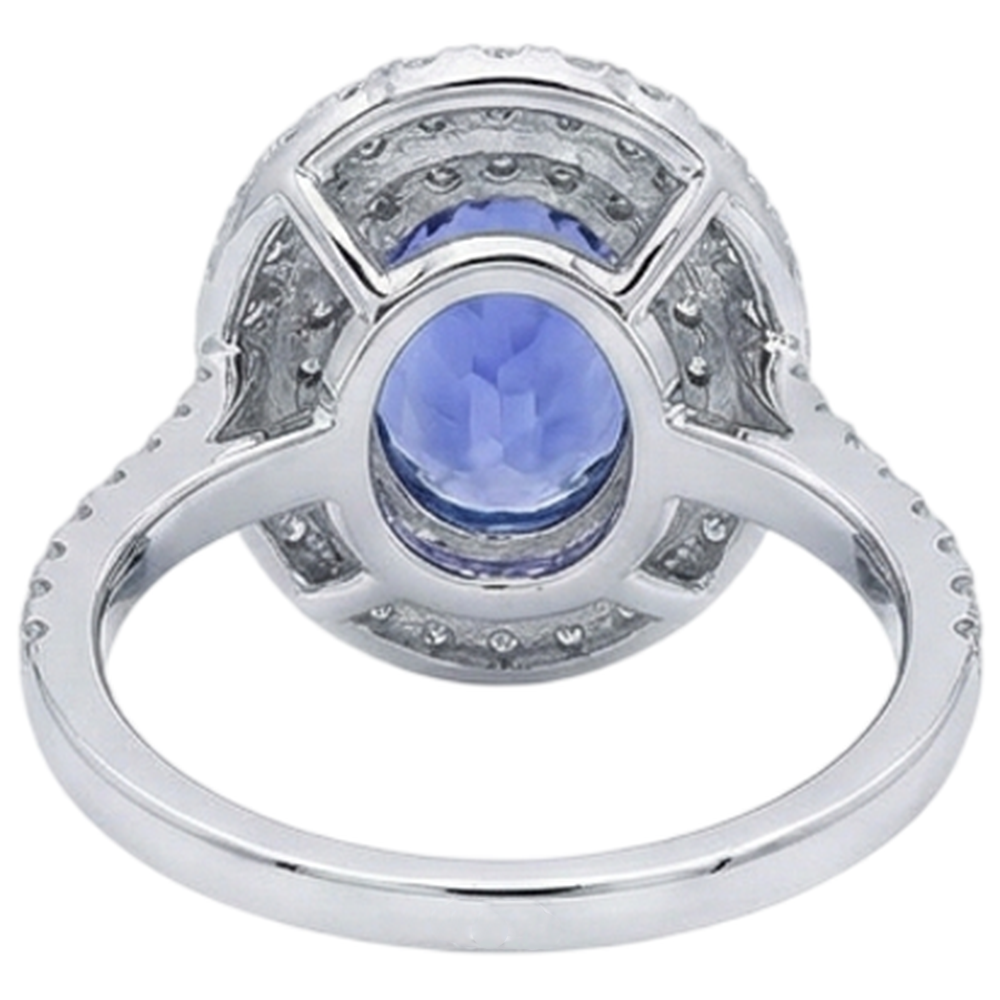 naturel oval tanzanite 4carats bague avec accents diamants