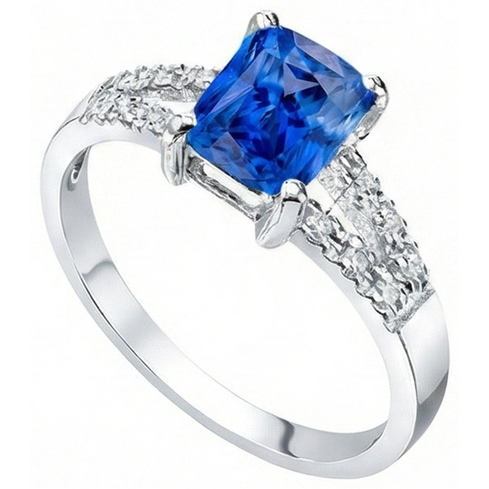 naturel round saphir 2carats bague vue de face