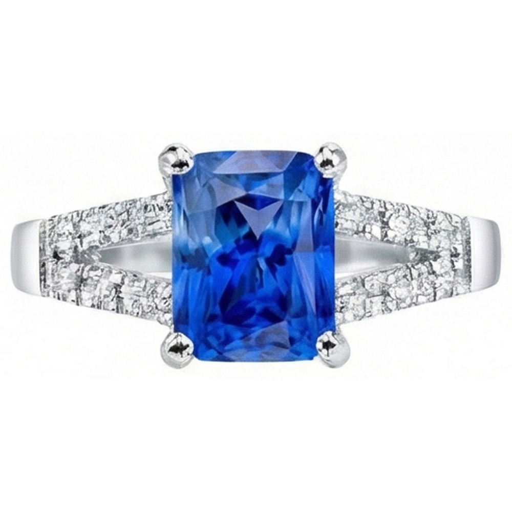 naturel round saphir 2carats bague angle de côté