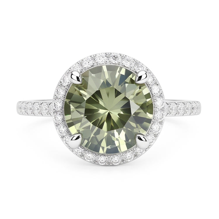 Bague de mariage diamant rond saphir vert 2 ct