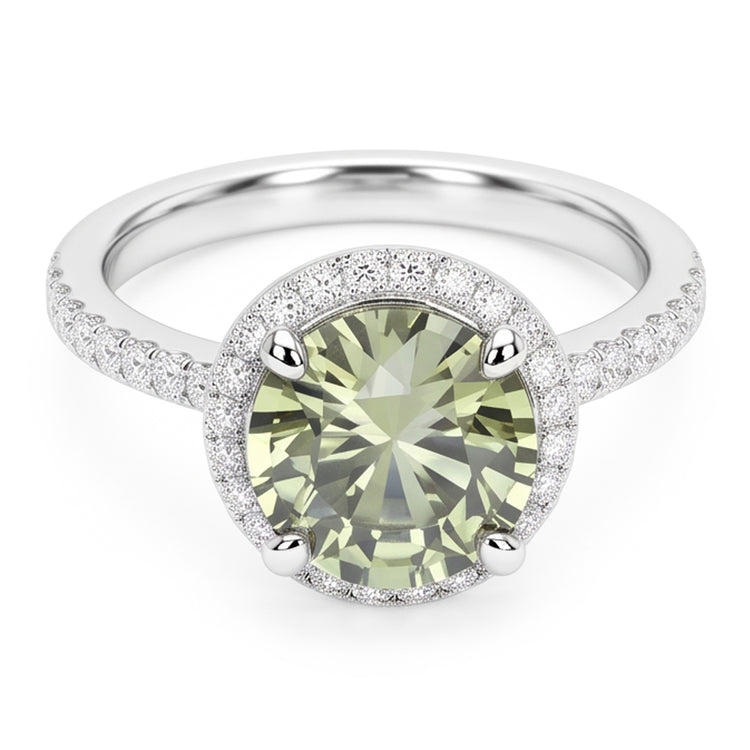 Bague de mariage diamant rond saphir vert 2 ct