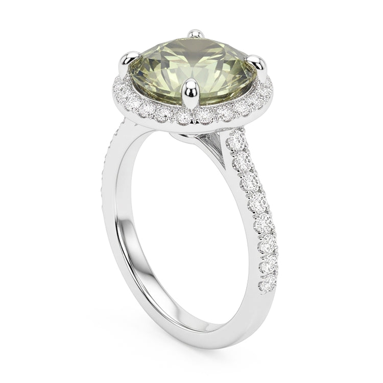 Bague de mariage diamant rond saphir vert 2 ct