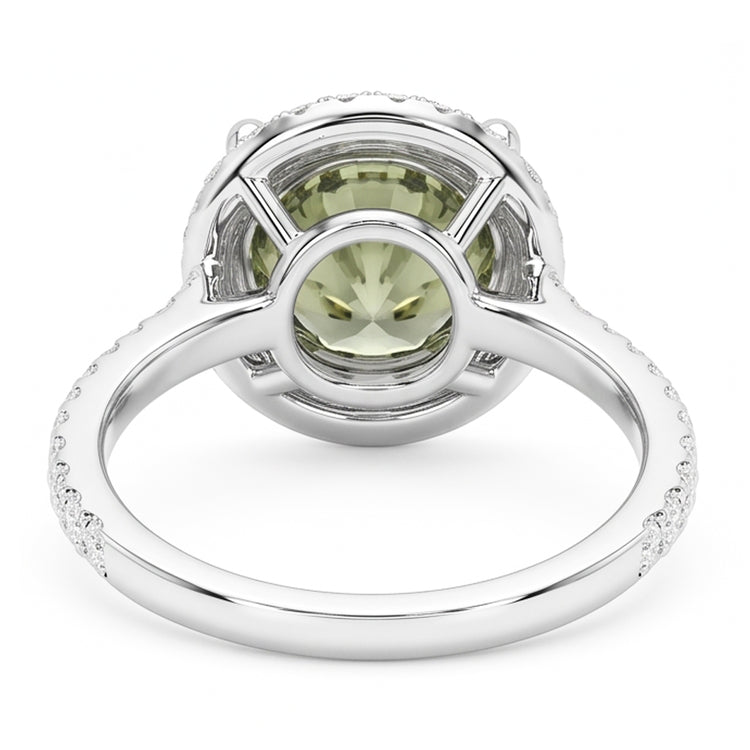 Bague de mariage diamant rond saphir vert 2 ct