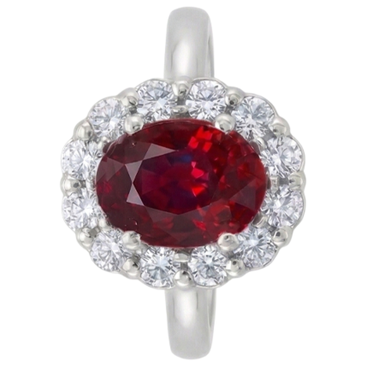 Bague de mariage diamant rubis naturel rouge or blanc 14K 6,5 ct