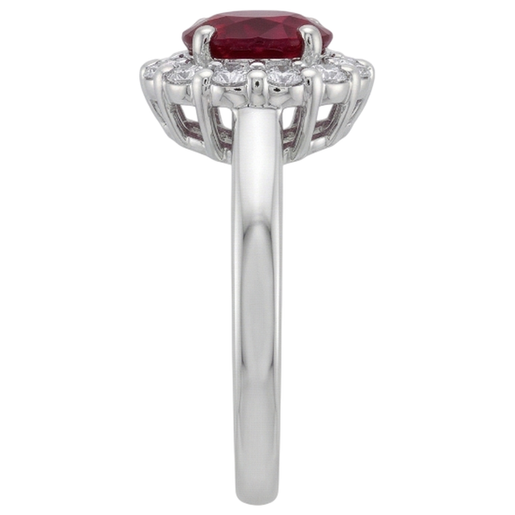 Bague de mariage diamant rubis naturel rouge or blanc 14K 6,5 ct