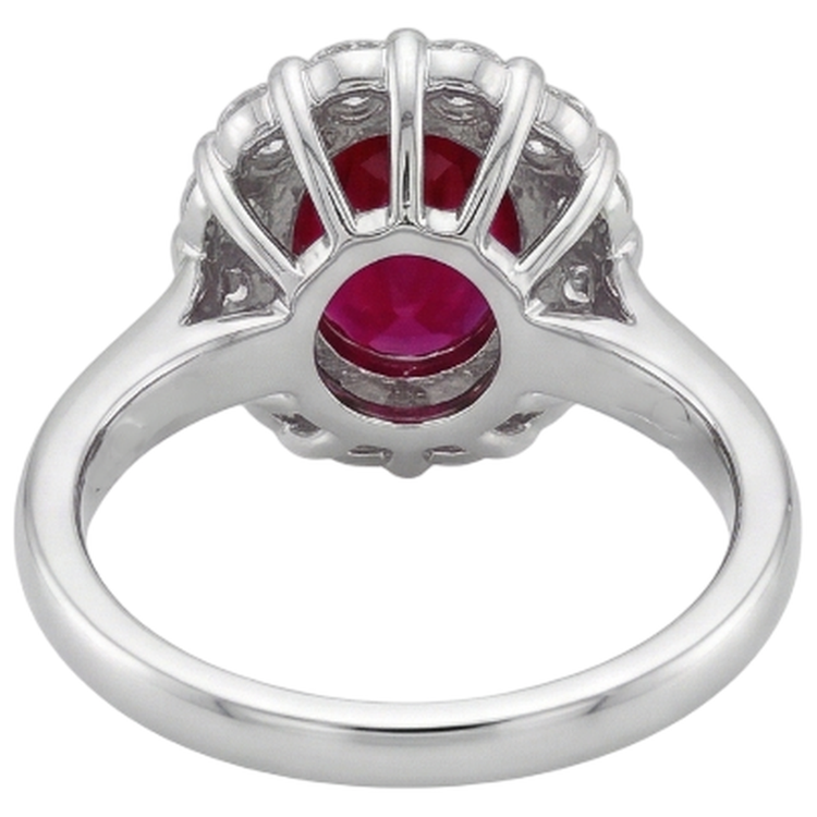 Bague de mariage diamant rubis naturel rouge or blanc 14K 6,5 ct