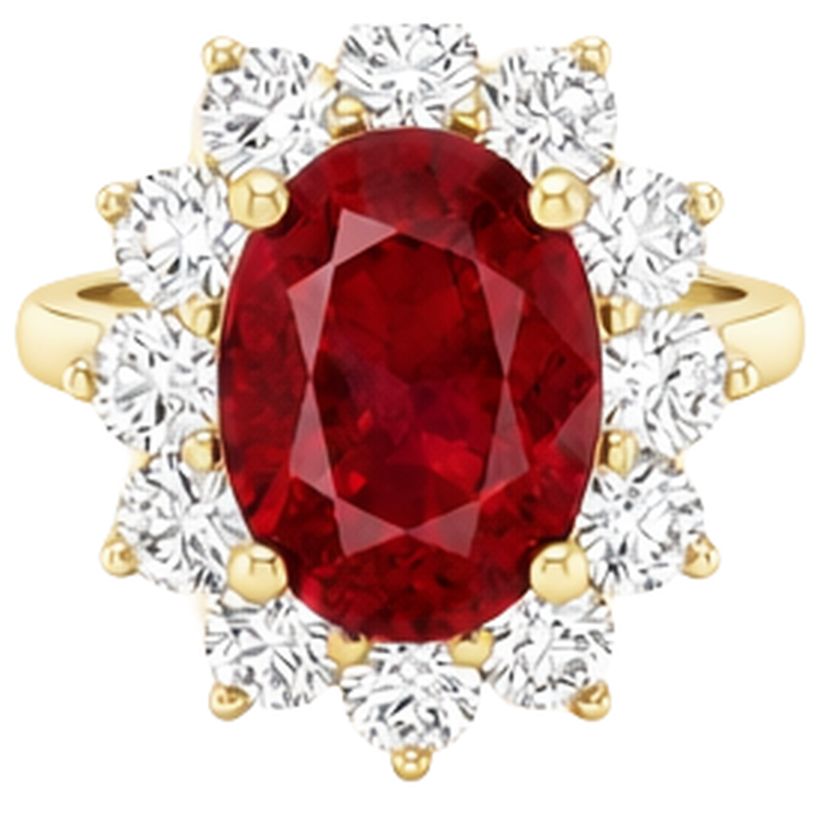 Bague de mariage diamant rubis rouge 5 carats en or jaune 14k
