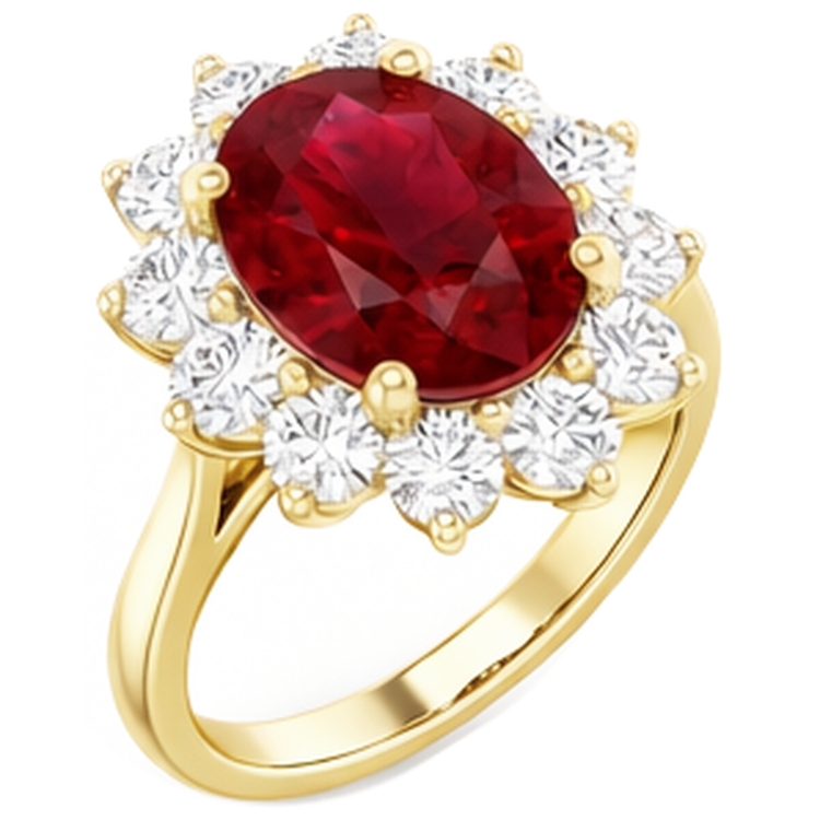 Bague de mariage diamant rubis rouge 5 carats en or jaune 14k
