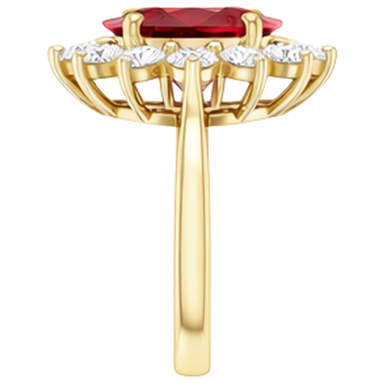 Bague de mariage diamant rubis rouge 5 carats en or jaune 14k