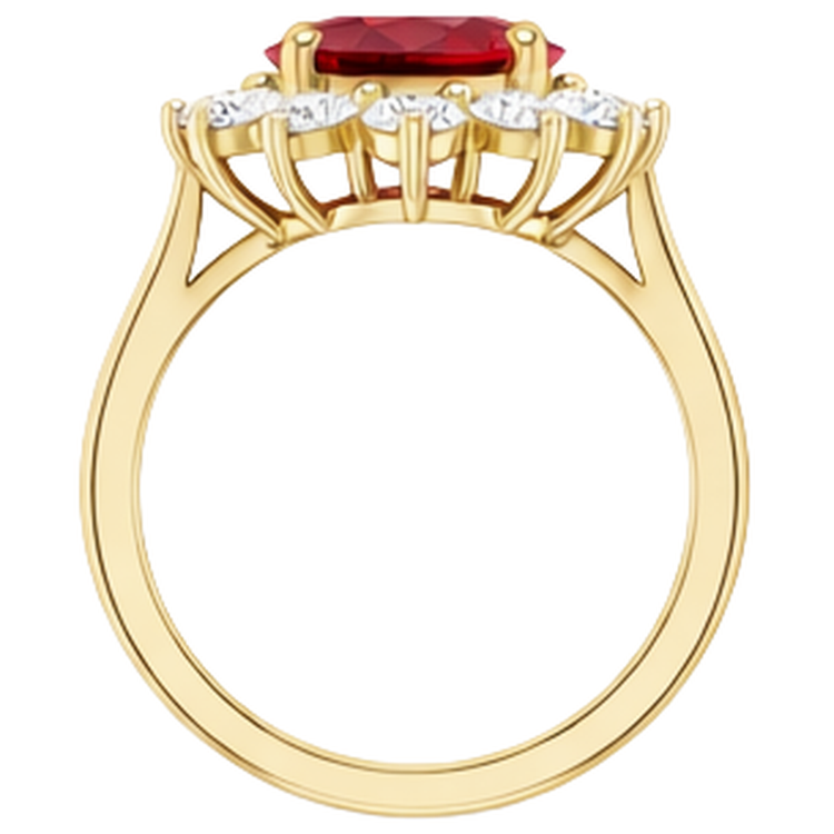 Bague de mariage diamant rubis rouge 5 carats en or jaune 14k