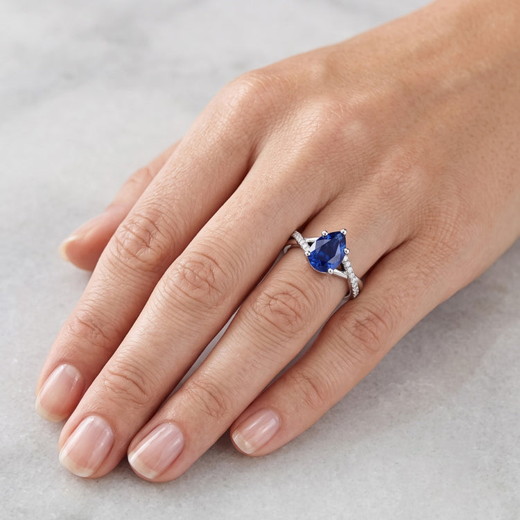 Bague de mariage diamant saphir bleu bijoux style torsadé 2,50 carats