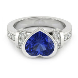 Bague de mariage diamant serti clos saphir bleu clair 4 carats or 14K