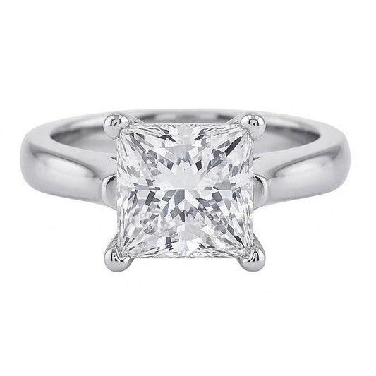 Bague de mariage diamant solitaire taille princesse 1 carat en or blanc 14K