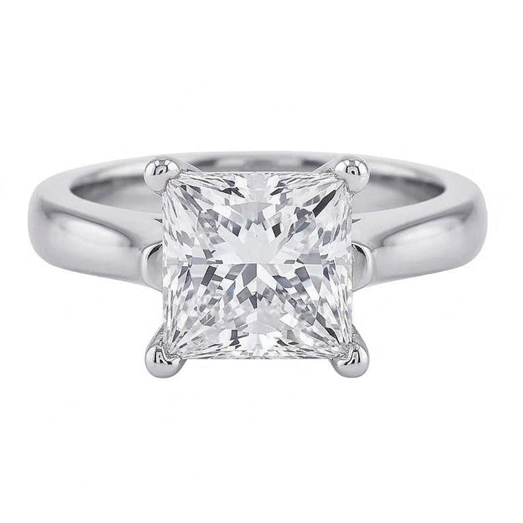 Bague de mariage diamant solitaire taille princesse 1 carat en or blanc 14K