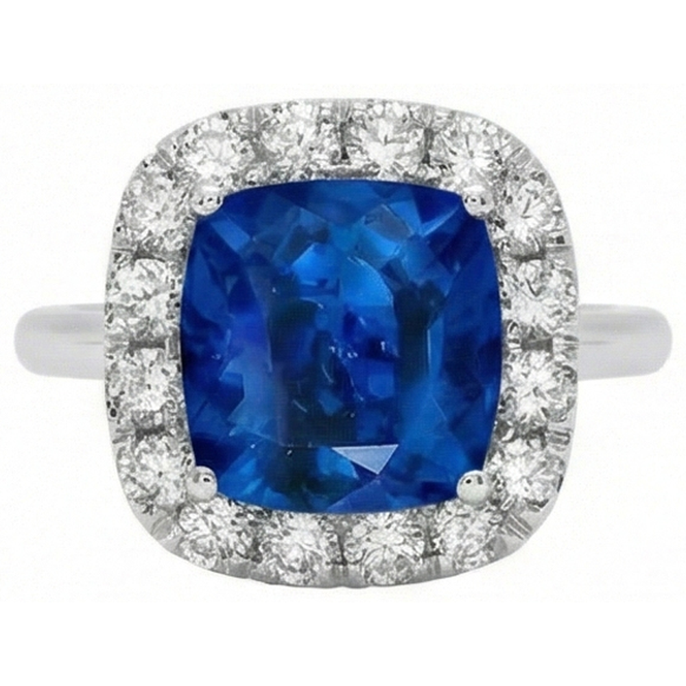 naturel cushion diamant 3.80carats bague angle de côté