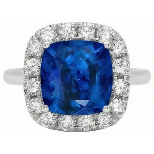 naturel cushion diamant 3.80carats bague angle de côté