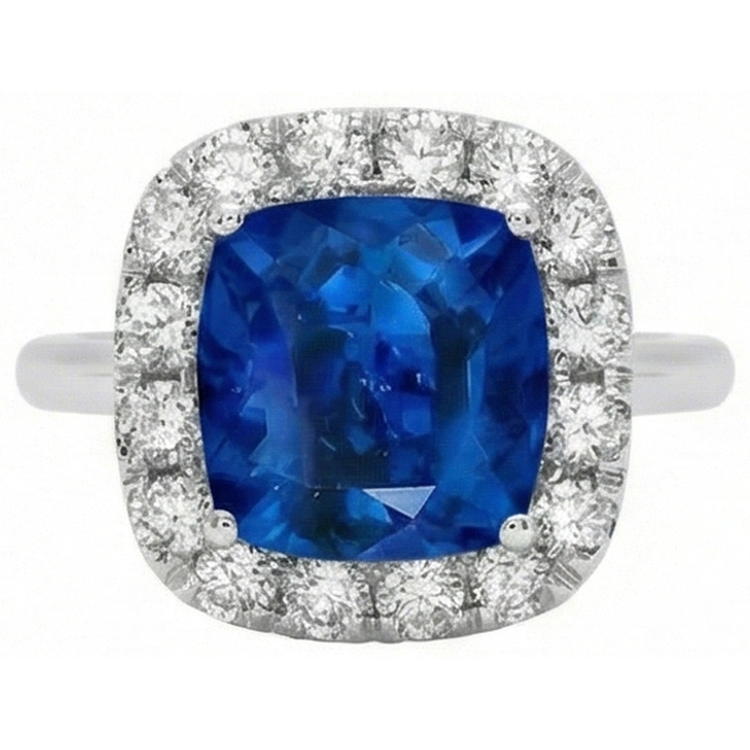 naturel cushion diamant 3.80carats bague angle de côté