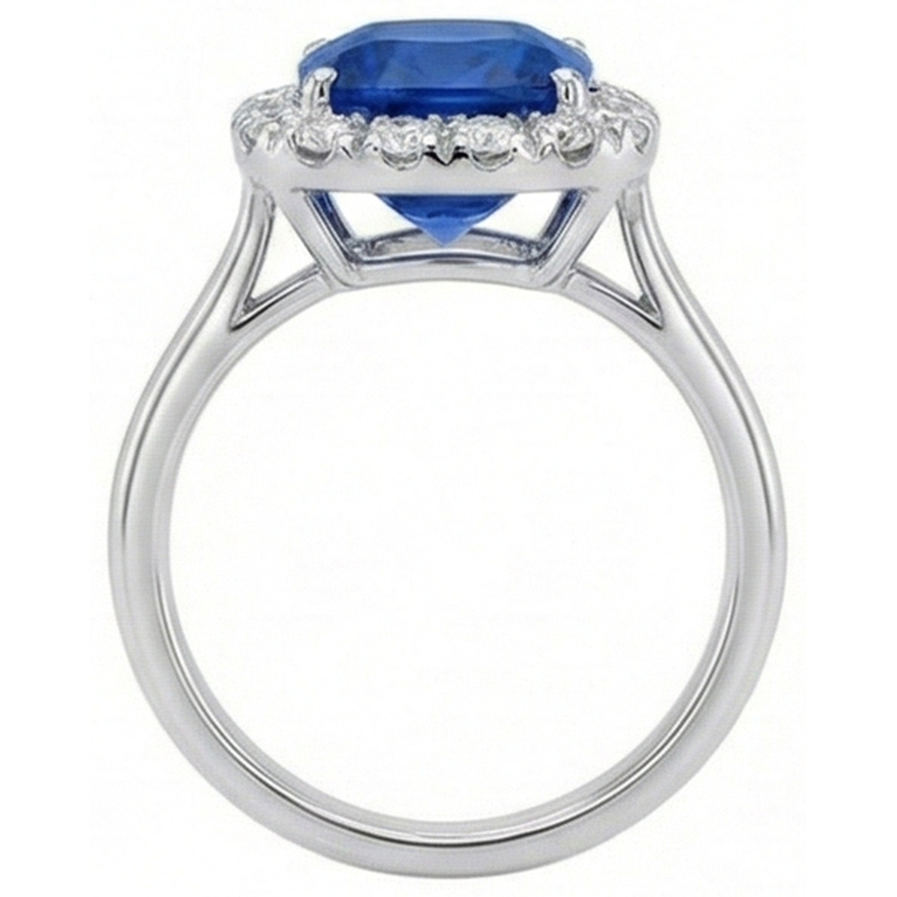 naturel cushion diamant 3.80carats bague vue de profil