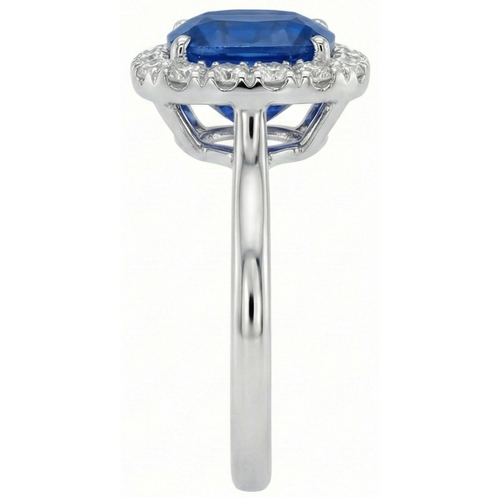 naturel cushion diamant 3.80carats bague vue de dessus