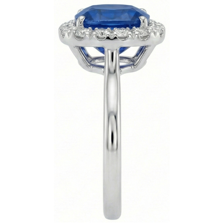 naturel cushion diamant 3.80carats bague vue de dessus
