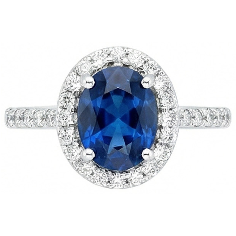naturel oval diamant 1.90carats bague angle de côté