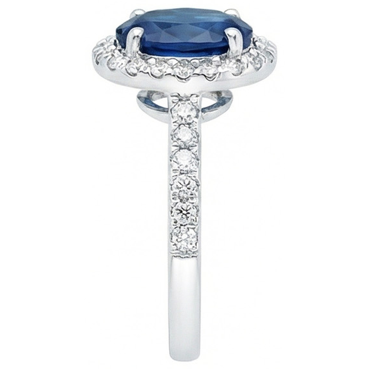 naturel oval diamant 1.90carats bague vue de profil