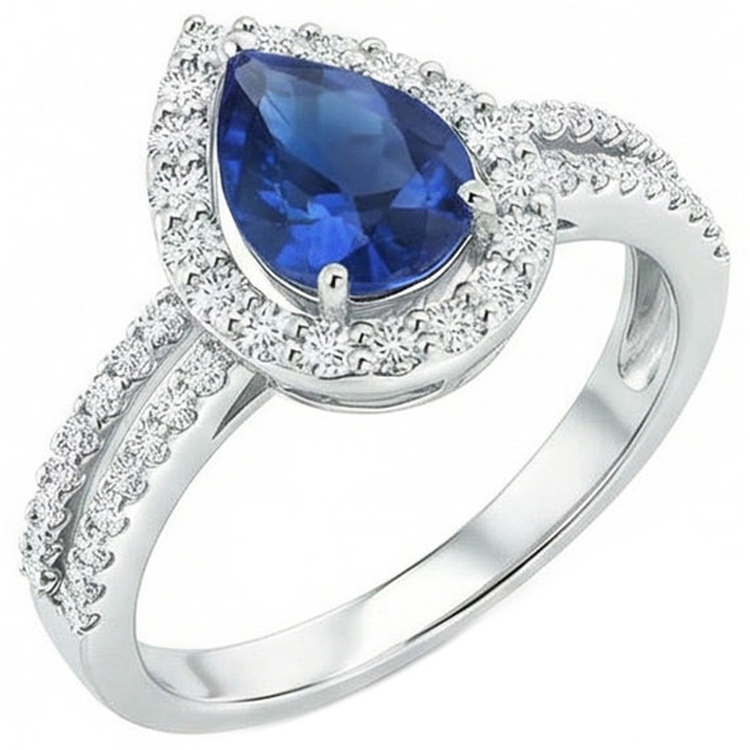 naturel pear diamant 14carats bague vue de dessus