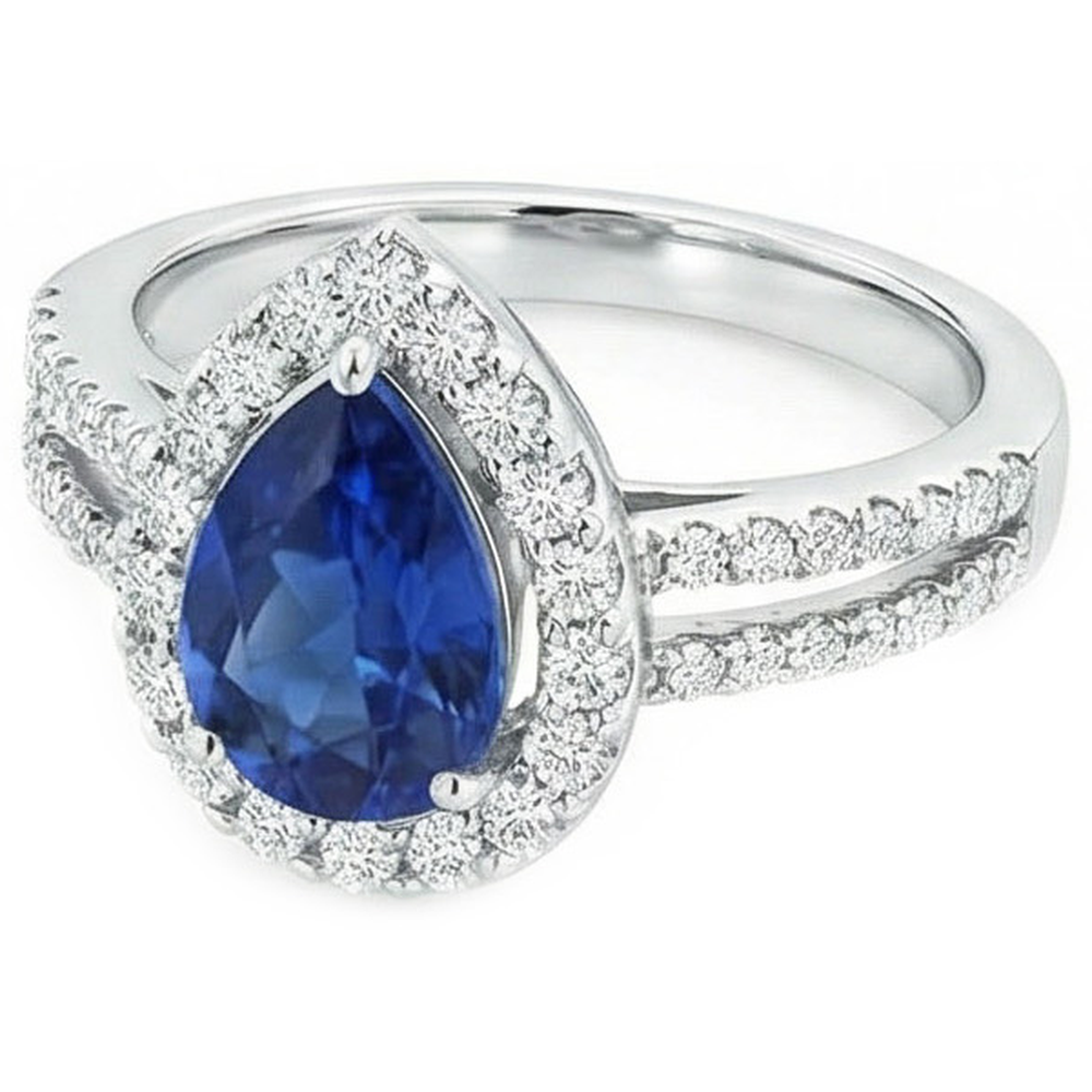naturel pear diamant 14carats bague détail rapproché