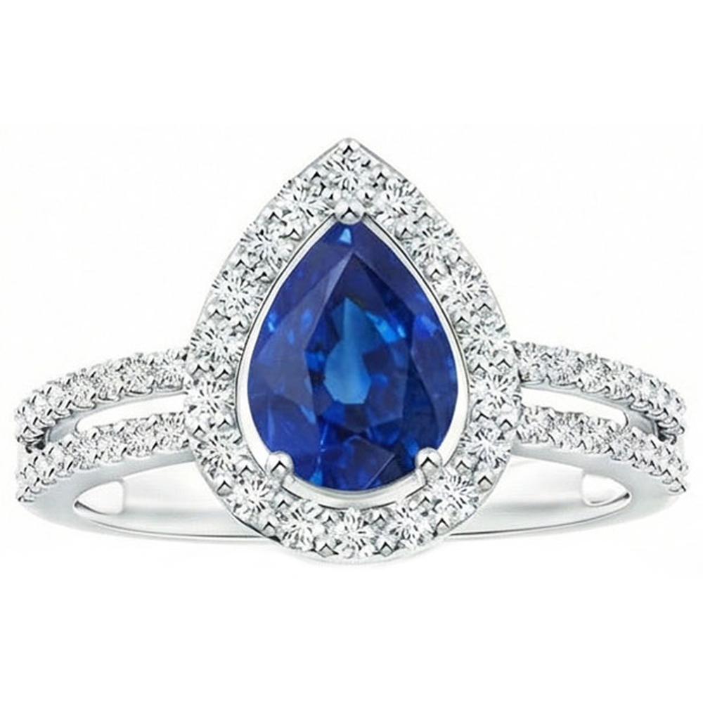 naturel pear diamant 14carats bague angle de côté