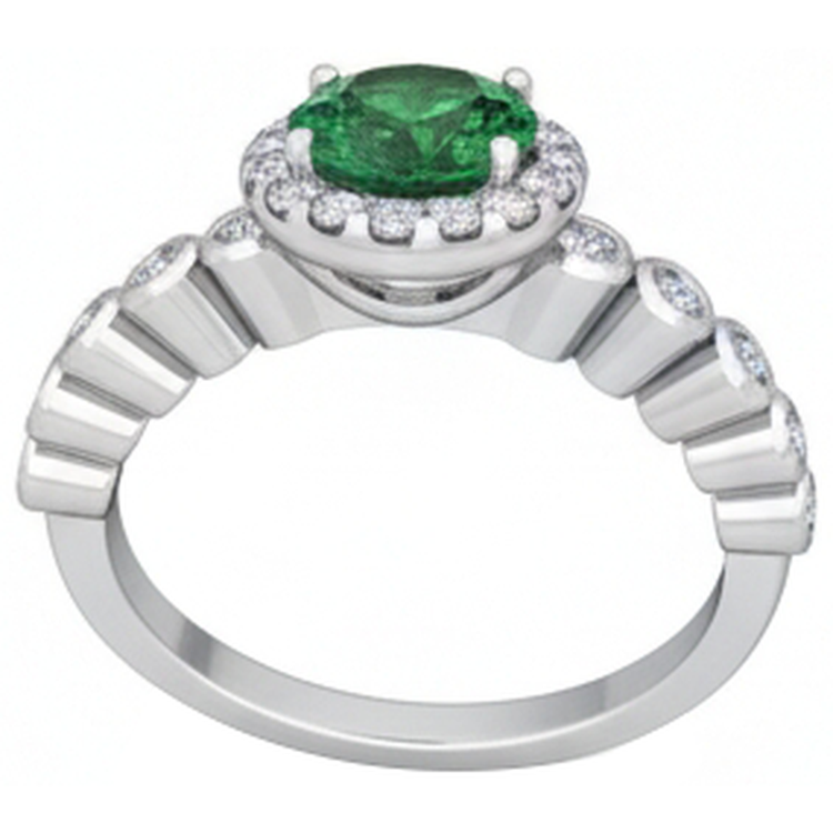 Bague de mariage émeraude Vert Coupe Ronde de 8.15 carats avec diamants 14K WG