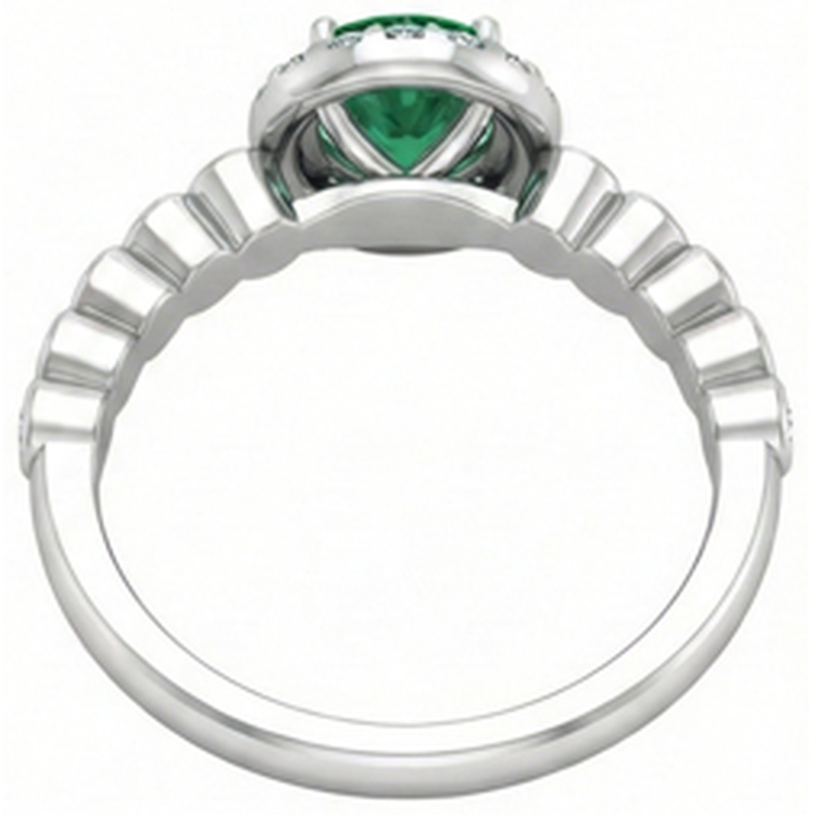 Bague de mariage émeraude Vert Coupe Ronde de 8.15 carats avec diamants 14K WG