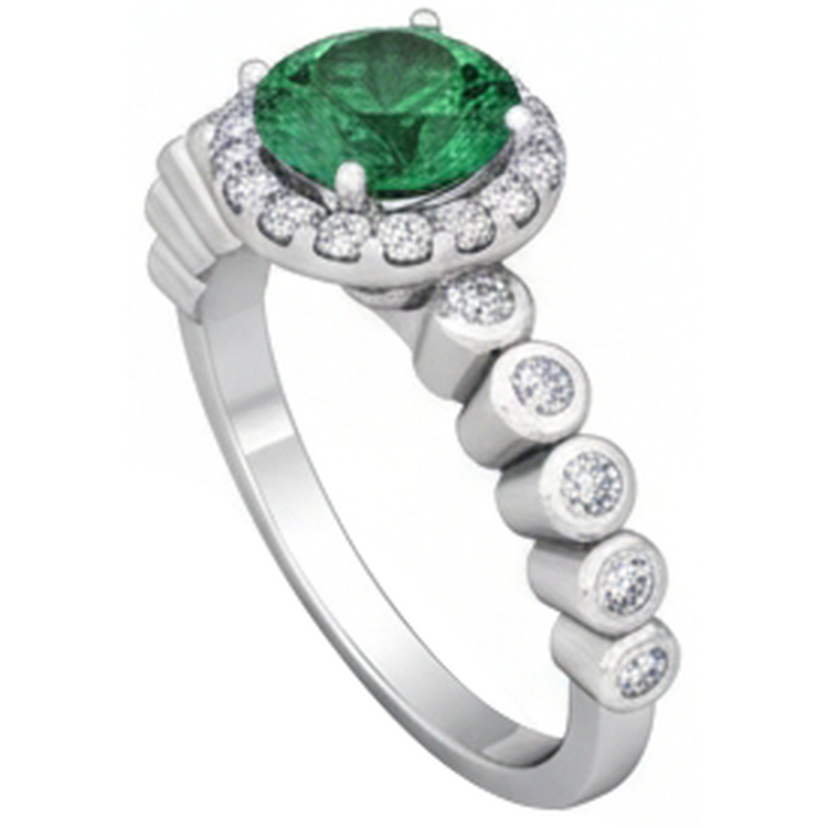 Bague de mariage émeraude Vert Coupe Ronde de 8.15 carats avec diamants 14K WG