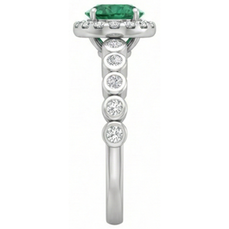 Bague de mariage émeraude Vert Coupe Ronde de 8.15 carats avec diamants 14K WG