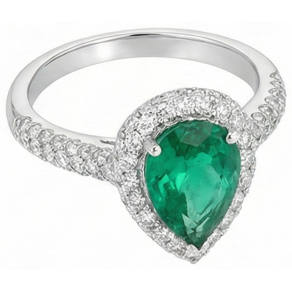 naturel pear diamant 7.35carats bague angle de côté