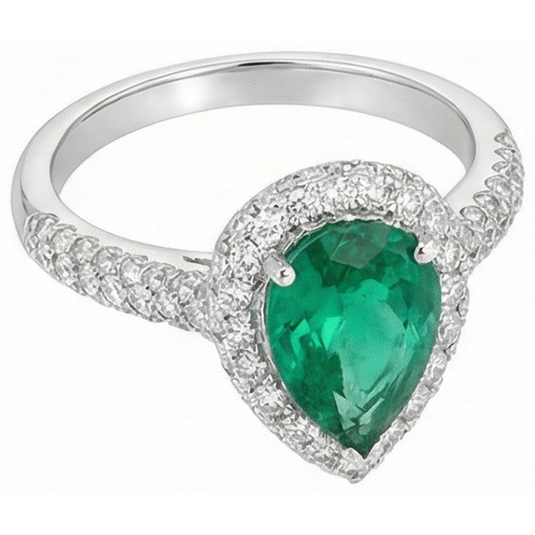 naturel pear diamant 7.35carats bague angle de côté
