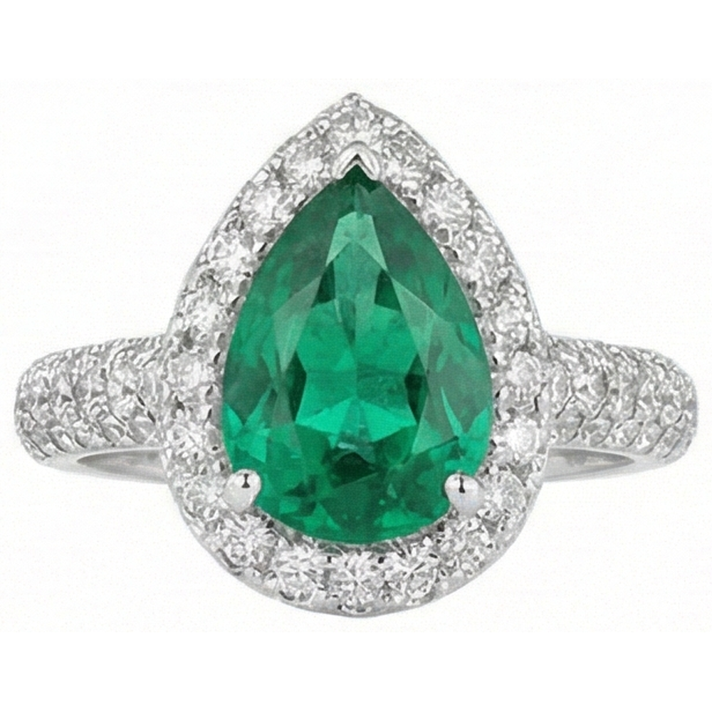 naturel pear diamant 7.35carats bague détail rapproché