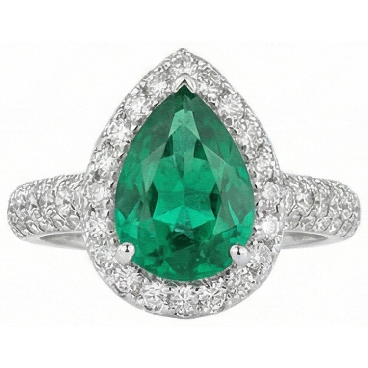 naturel pear diamant 7.35carats bague détail rapproché